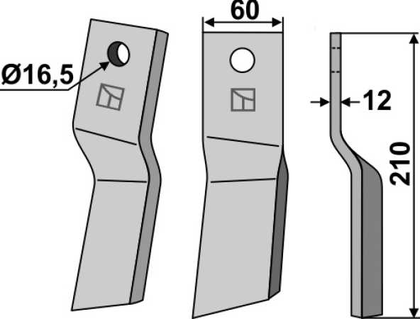 Rotorzinken 210x60mm, rechts
